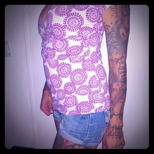 Merona purple and white top